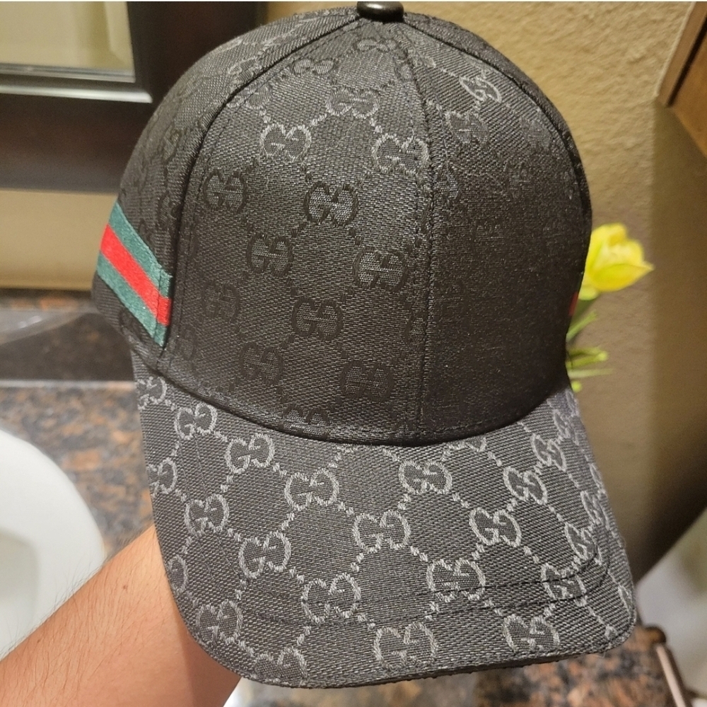 Gucci Black Monogram Baseball Cap - Picture 6 of 9